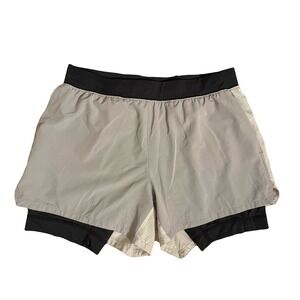 Abercrombie & Fitch YPB Run Light Grey Black Lined Athletic Shorts‎ Size Small